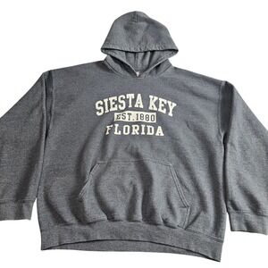 Siesta Key‎ Florida Hoodie Mens XL Charcoal Gray Y2K Touristcore Travel Cozy